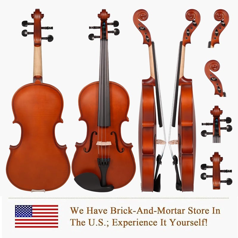 Phoenix Violin 4/4 Full Size Kit, Violin Fiddle Set for Beginner Adults with Rosewood Bow, Extra Strings & Bridge, 2 Rosins, Tuner, Case, Mute, Fingerboard Stickers, Shoulder Rest (826 Matte) - Image 2
